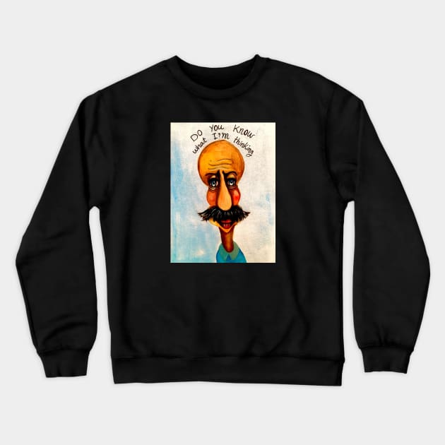 Mustache man Crewneck Sweatshirt by The artist of light in the darkness 